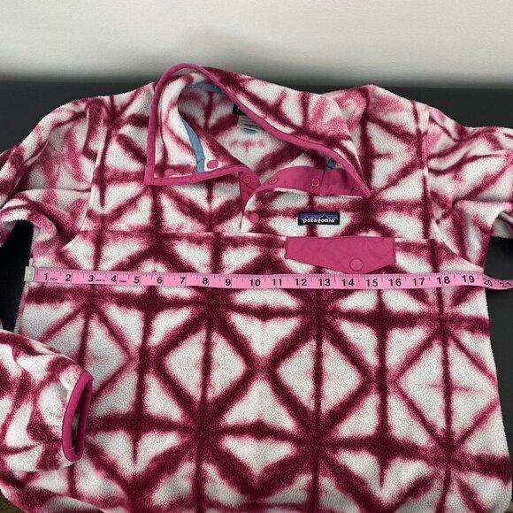 Patagonia Women's Synchilla T Snap Pullover Size S Pink Tie Dye Diamond Jacket - Picture 8 of 10
